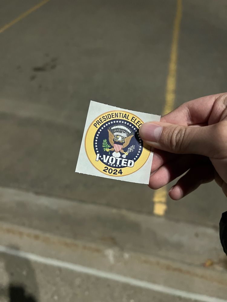A I voted presidential election 2024 sticker.
