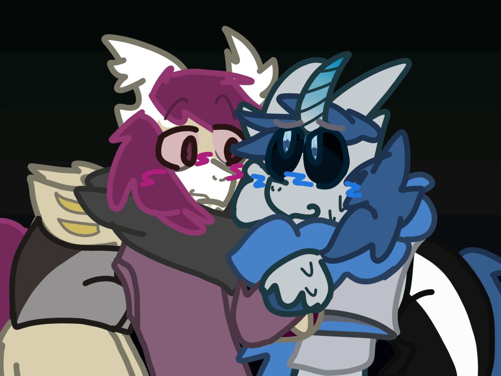 Cash and Blue but as ponies
They are gazing intently into each others eyes
And blushing
How homoerotic!
Blue is sweating balls and if you squint you can see the toothpaste gay flag