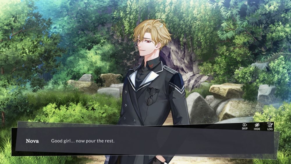 Untold Atlas screenshot of a man saying "Good girl, now pour the rest"