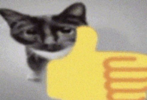 a black cat giving you a like or a thumbs up!
