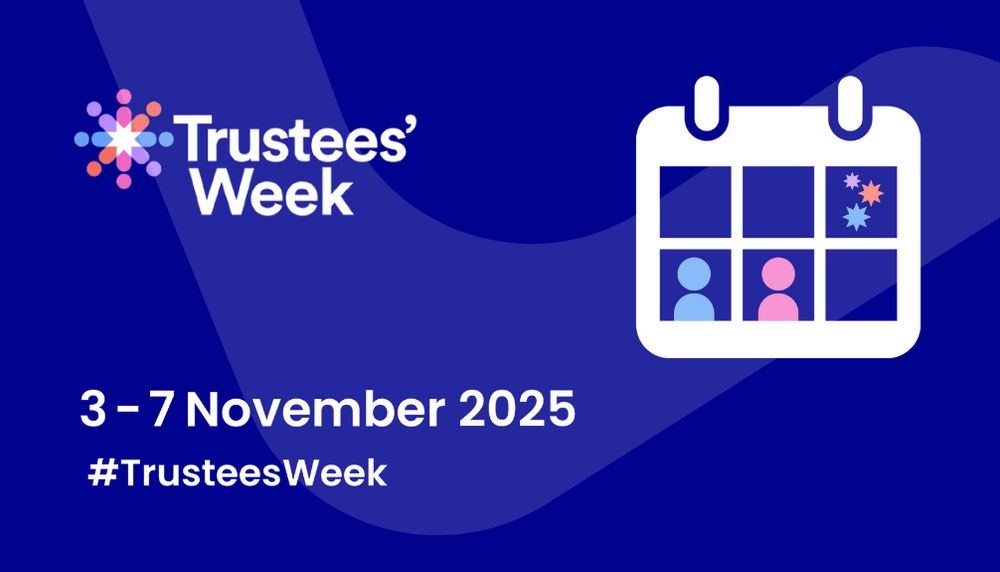 Trustees' Week event announcement from November 3 to 7, 2025, featuring a calendar icon and hashtag #TrusteesWeek on a blue background.