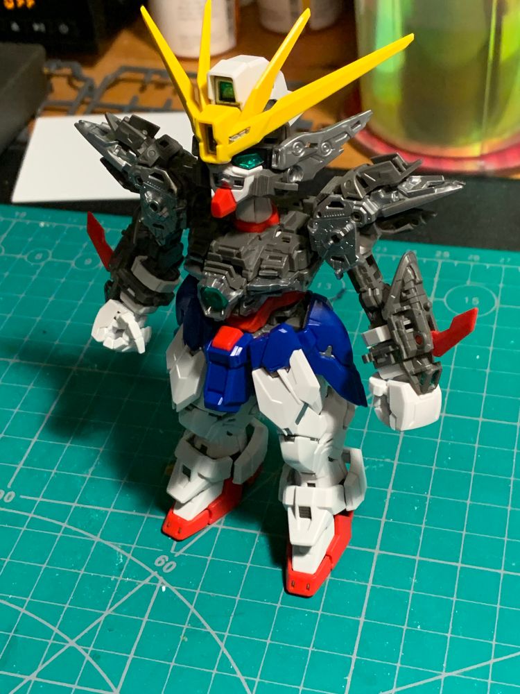The MGSD Wing Gundam Zero, with the inner frame and lower body armor built