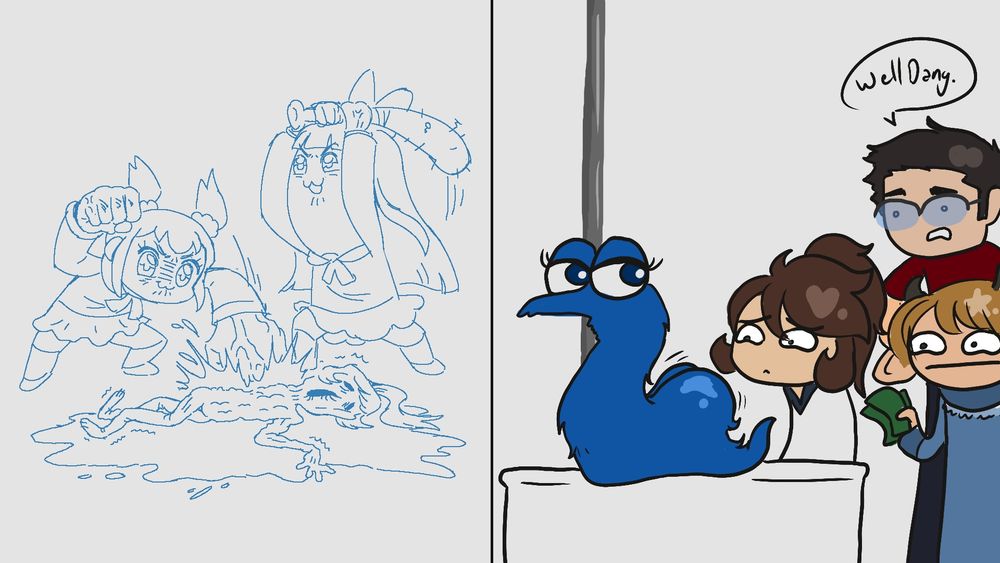 Pop team epic punching Wazy and wazy Matt and Pwups at the fuzzy worm strip club