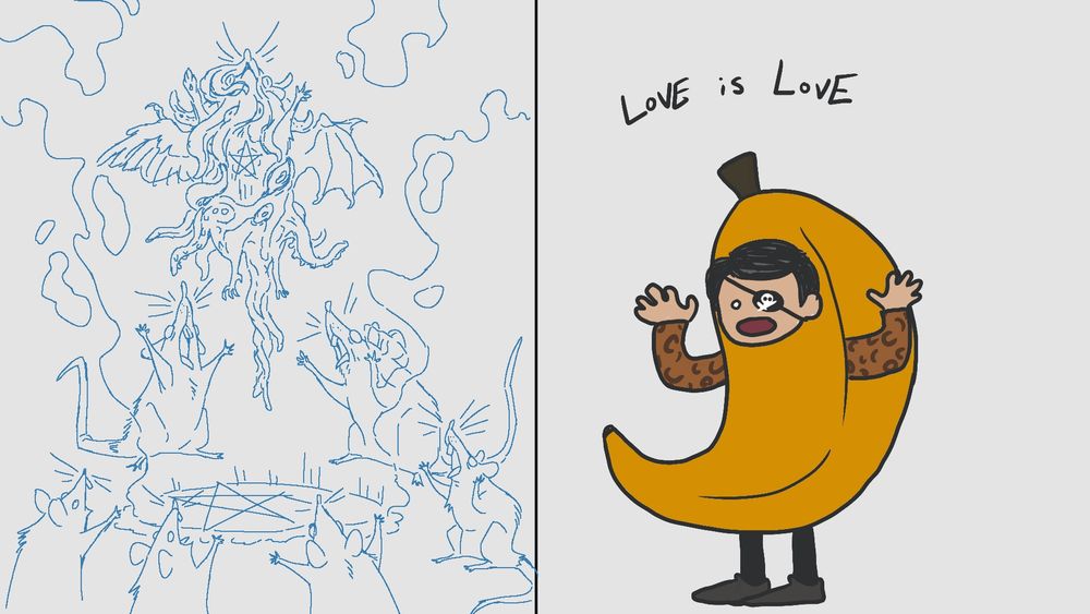 Rat summons and Goro Majima in a banana suit