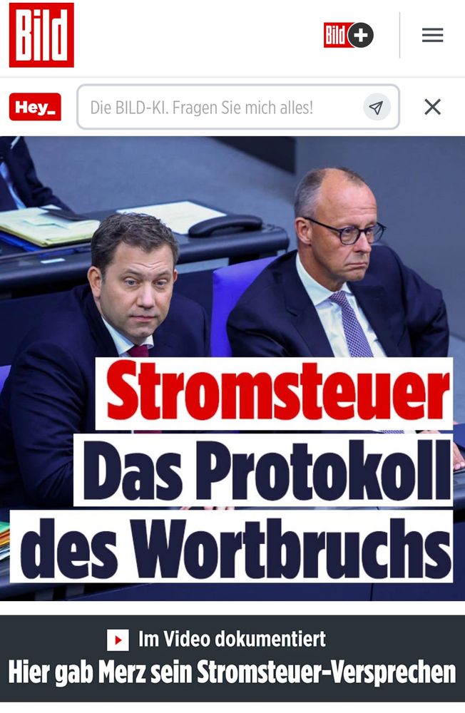 BILD: Stromsteuer

Das Protokoll des Wortbruchs

Hier gab Merz sein Stromsteuer-Versprechen