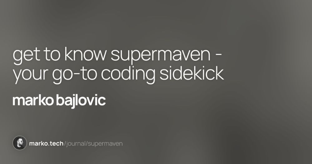 Llevel up your programming game, let me introduce you to Supermaven. This awesome tool is designed to make your coding experience smoother, faster, and way more efficient.  Autocomplete on speed.

marko.tech/journal/supe...