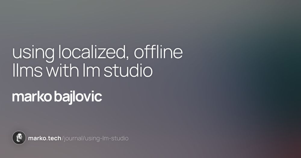 Run your own AI models, on your own computer, no subscriptions, no tracking/analytics, no snitching, and rather customizable: a short introduction marko.tech/journal/usin...