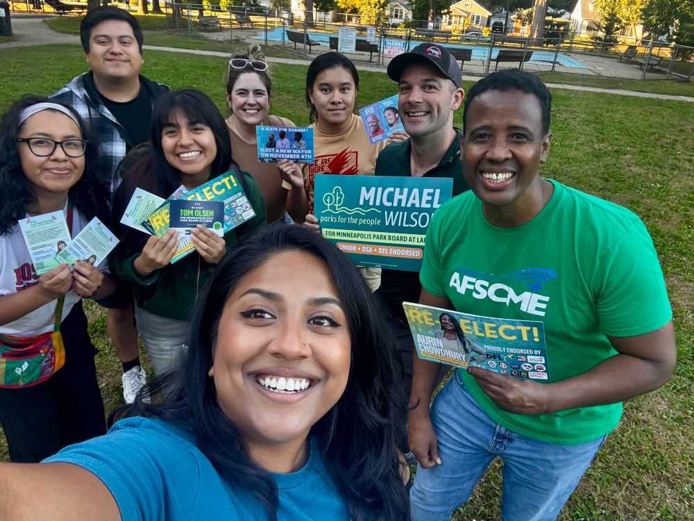 CM. Aurin Chowdhury, Michael Wilson, Kay Carvajal Moran, CM. Chavez, and supporters launch a joint door knock in the Morris Park neighborhood of Ward 12 