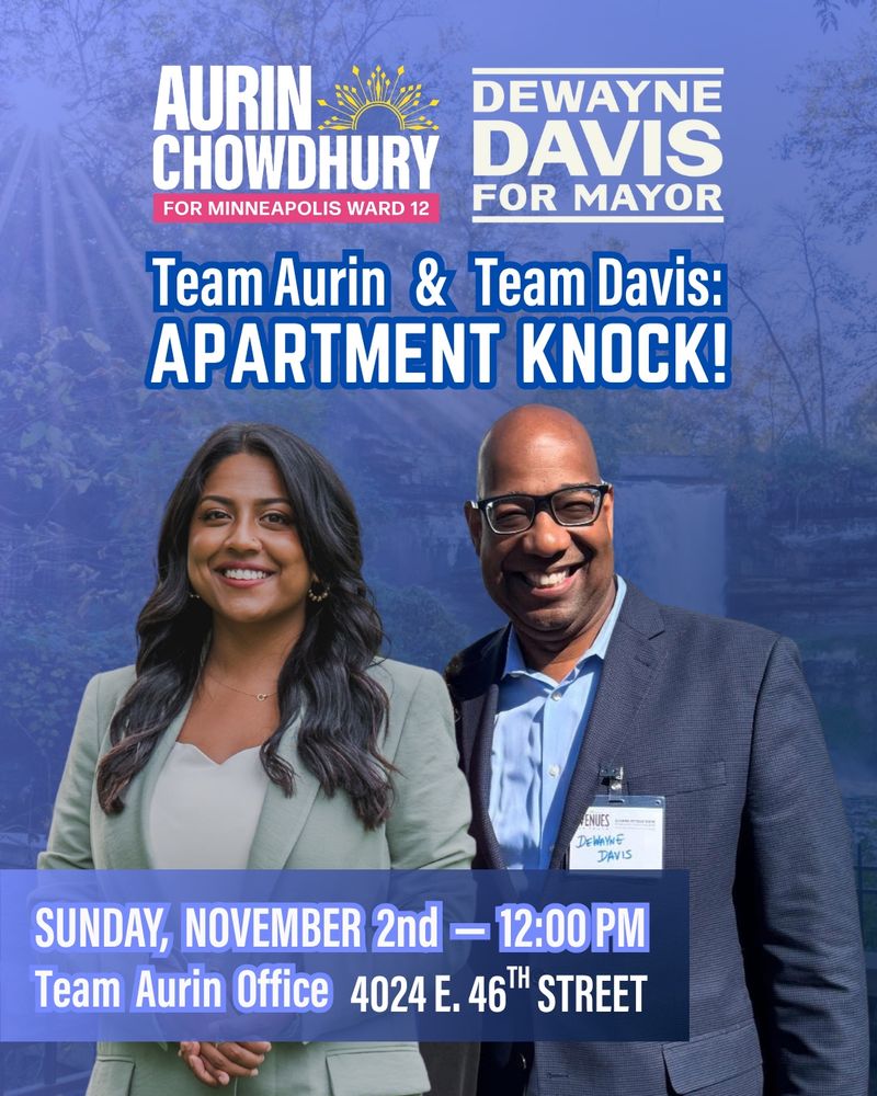 Team Aurin & Team Davis
Joint Apartment Door Knock!

Sunday, November 2nd at 12:00pm
Meet us at the Team Aurin Office (4024 E. 46th Street)