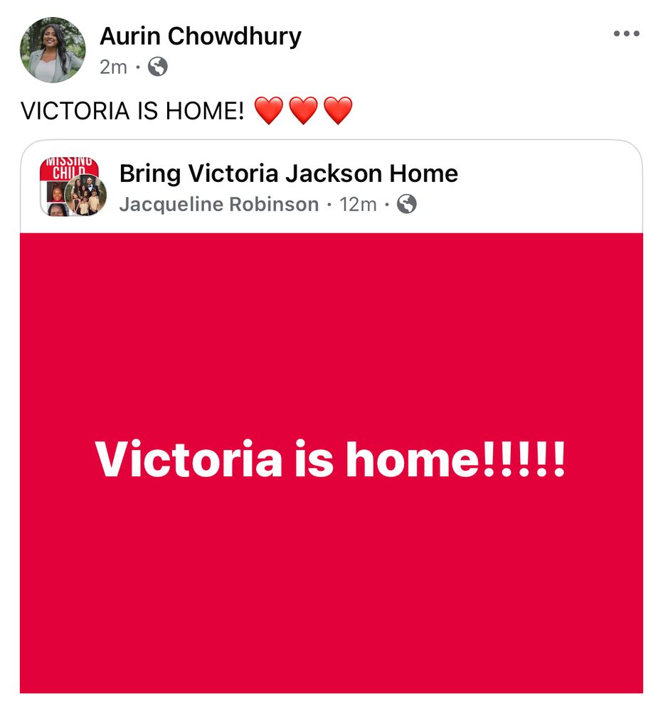 Victoria is home! 