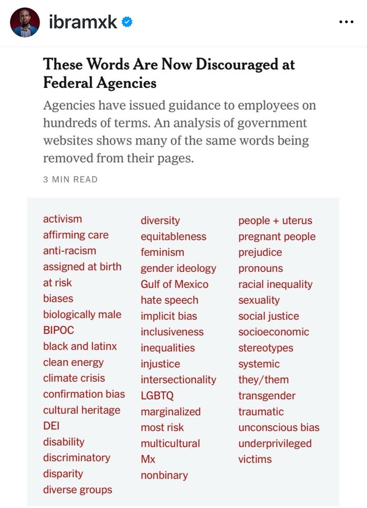 A list of the words discouraged by federal agencies