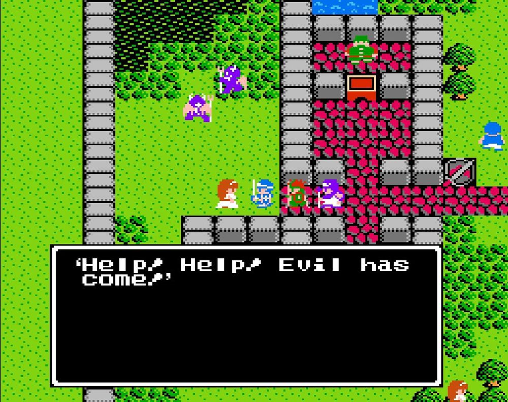 a young lady runs towards you shouting

'Help! Help! Evil has come!'