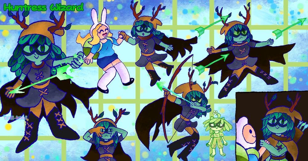 Huntress Wizard Doodles :D
Some of them poses are redraws of her in the Fionna and Cake season 2 intro :D🌱