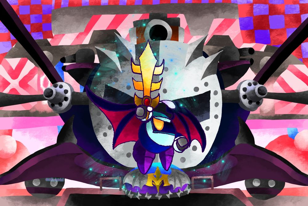 Meta Knight in front of the Halberd