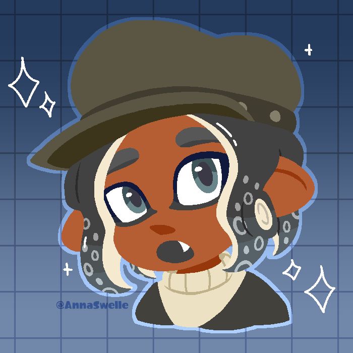 A lineless bustshot of @rnspecial's OC looking surprised at the viewer