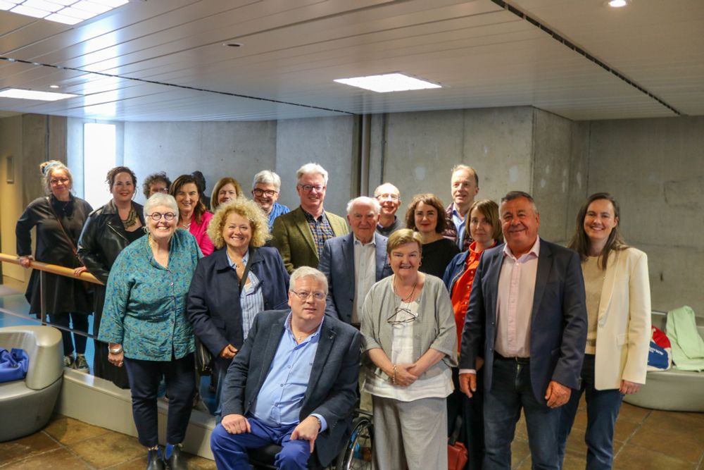 Image attached of writer and producer Bríona Nic Dhiarmada with series’ historical consultant and associate producer Jane Ohlmeyer and the wider production team 