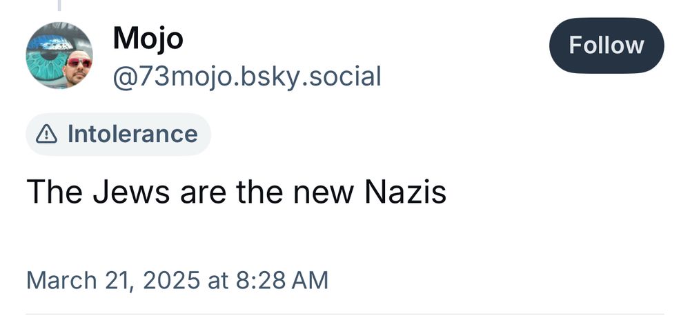 @73mojo.bsky.social

"The Jews are the new Nazis"