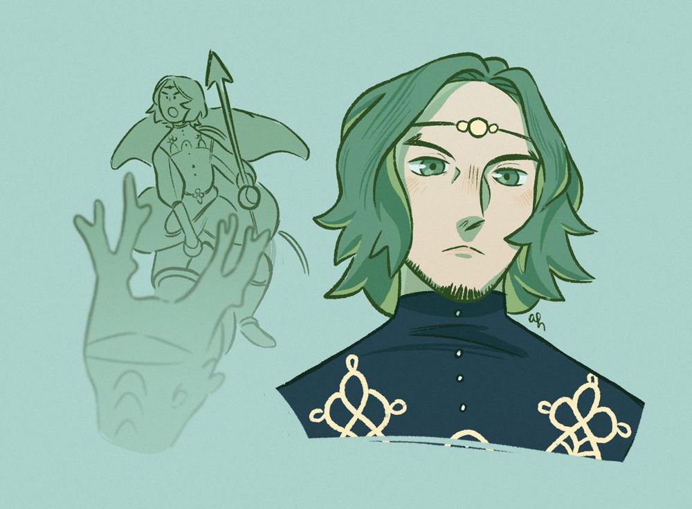 Digital sketches of Seteth from Fire Emblem: Three Houses.