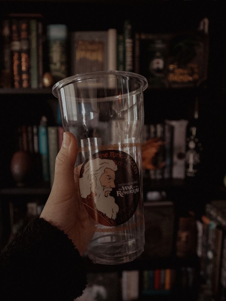 Plastic cup featuring Helm, from the upcoming War of the Rohirrim film