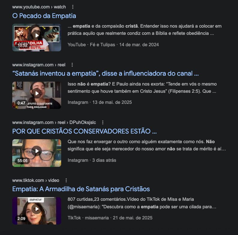 "O Pecado da Empatia" ...

"Satanás inventou a empatia"