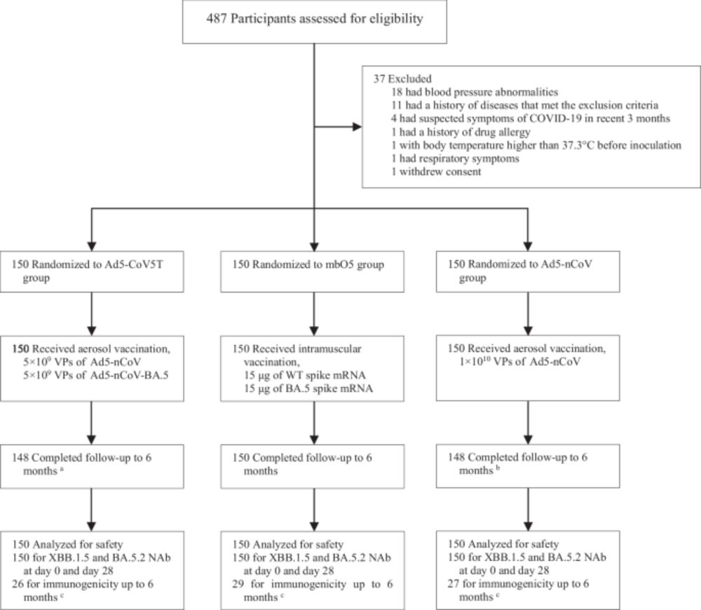 Safety and Immunogenicity of aerosolized adenovirus-vectored COVID-19 vaccine and intramuscular mRNA vaccine bivalent boosters: a randomized open-label clinical trial - Nature Communications