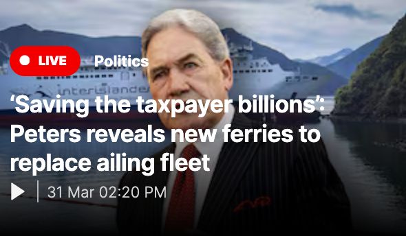 Headline: "Saving the taxpayer billions": Peters reveals new ferries to replace ailing fleet