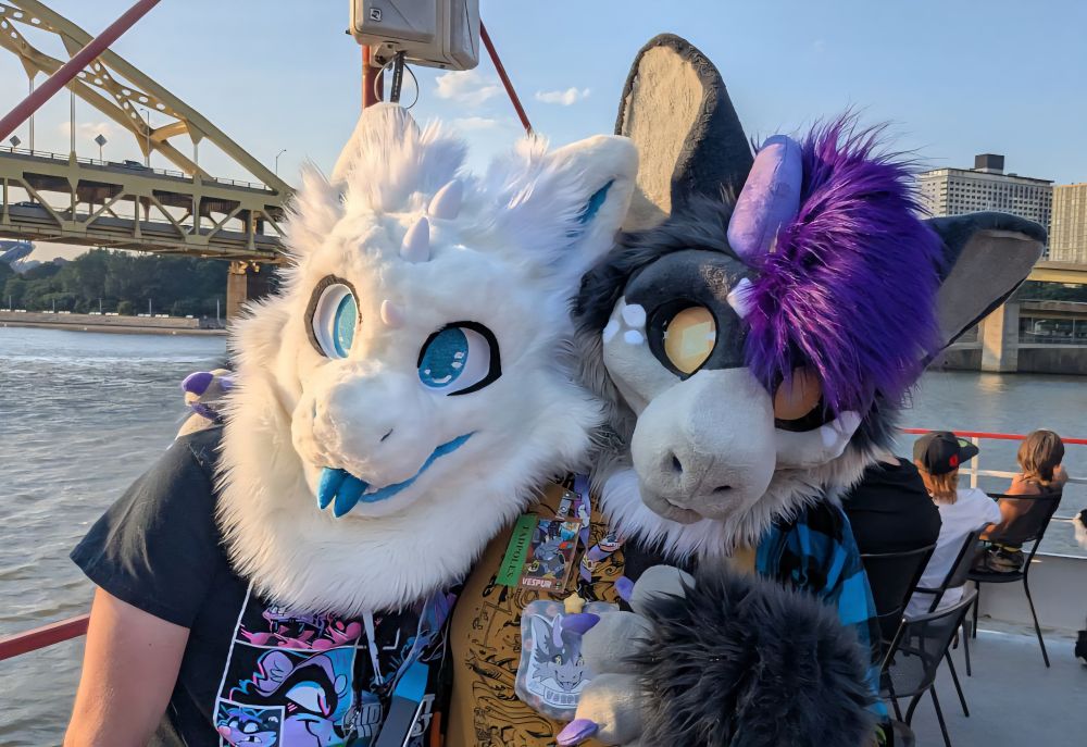 Vespur posing with a white dragon