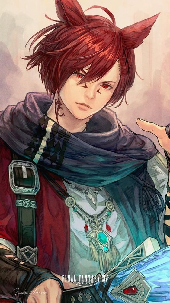 Drawn and colored official art G'raha Tia used for last years FFXIV theme in the Line app's calender