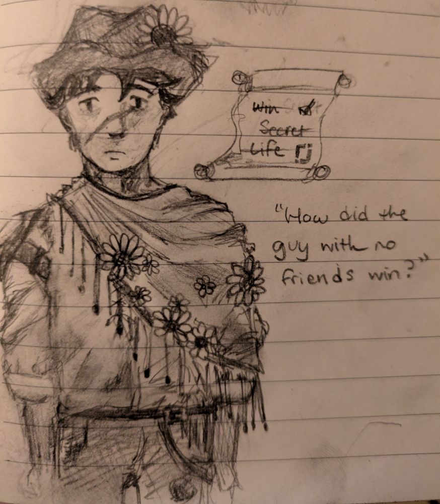 Sketchbook doodle of trader scar from secret life