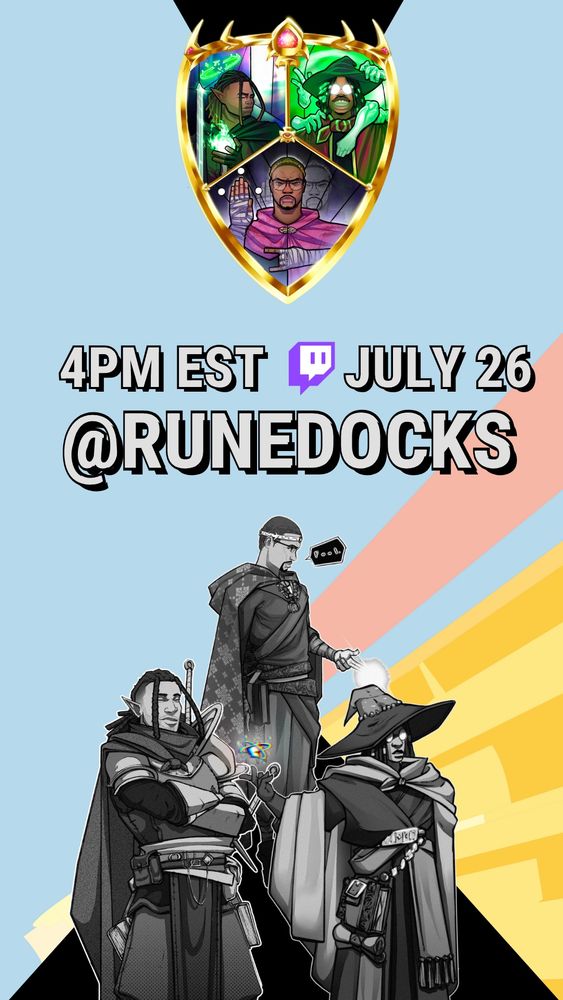 Roll for Persuasion, July 26th at 4pm EST on the Runedocks Twitch channel.