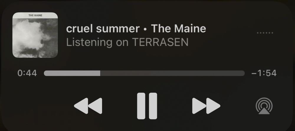 screenshot of cruel summer covered by the maine playing on an iphone 