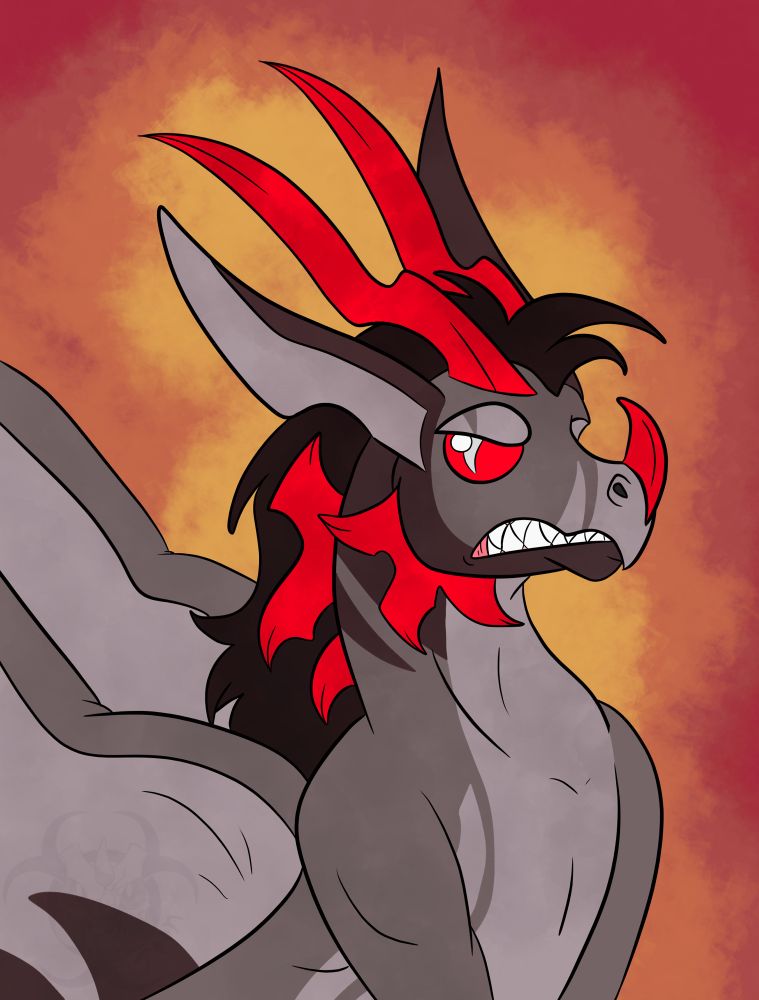 Bist drawing of a brown dragon character with red horns

Maverox (c) RainbowTheDragon