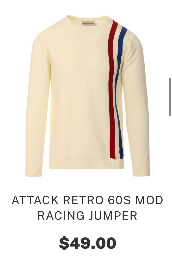 Retro style 60s jumper in the style of Keith moon of the who or Rick buckler from the jam.