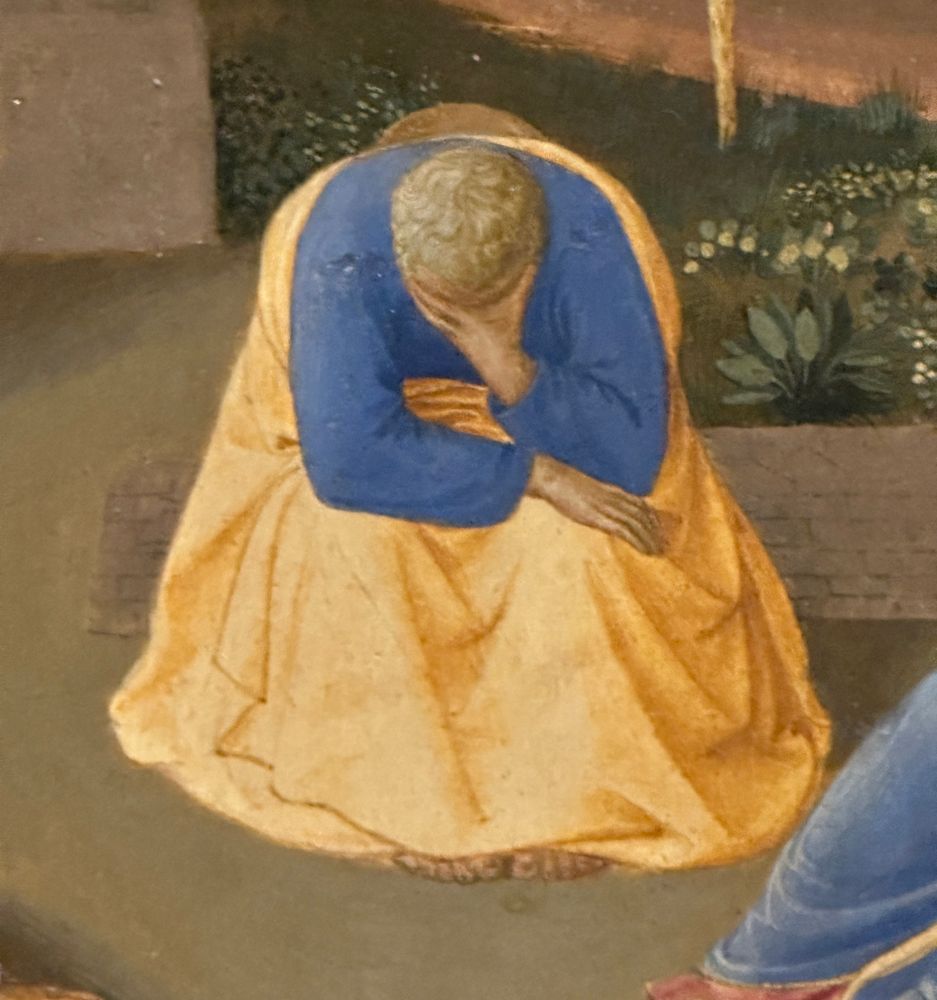 Annunziata Silver Chest Doors by Fra Angelico, detail of Peter holding his head in his left hand. 