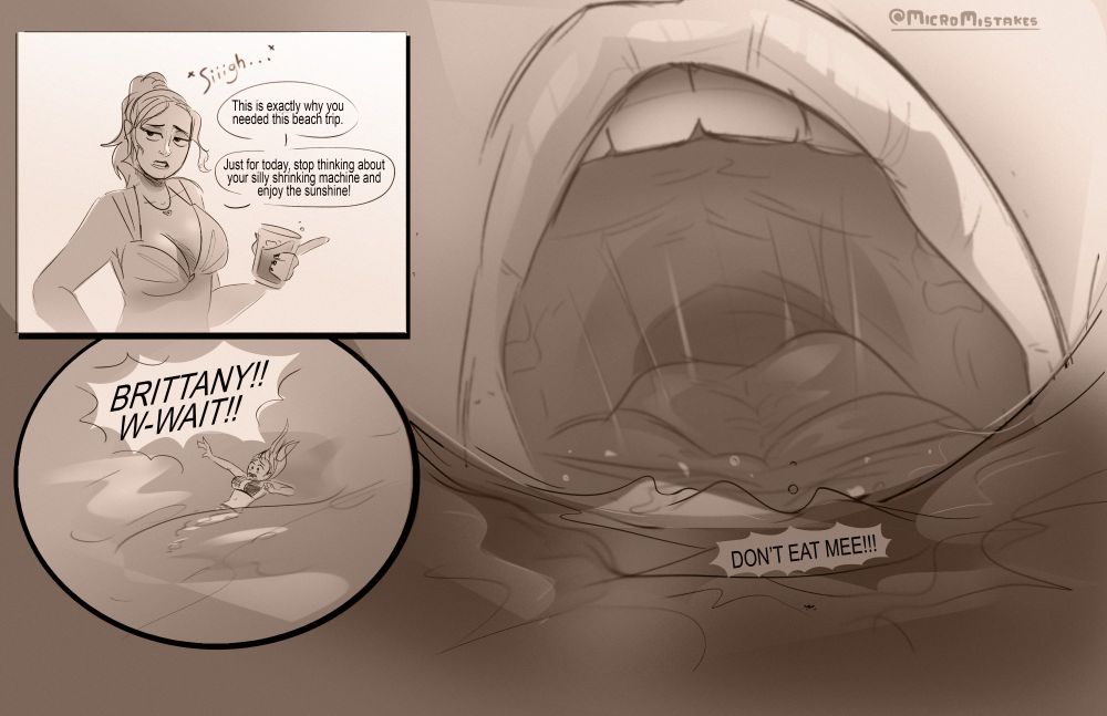 Brittany sighs and tells Heather that she worries too much, unaware that she is about to swallow their friend whole as she starts gulping down the refreshing drink.