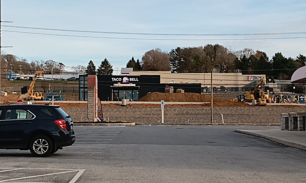 A Taco Bell under construction across the street from where I was standing