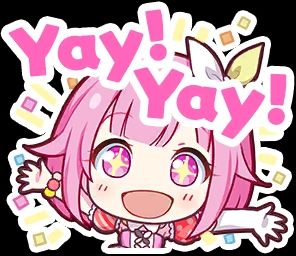 Sticker of Emu from Project Sekai looking excited with text saying "Yay! Yay!"