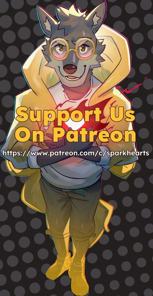 Image of Maru. The text reads "Support us on Patreon" with the link https://www.patreon.com/c/sparkhearts