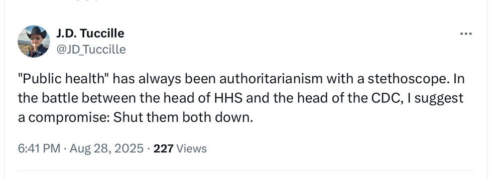 A tweet from J.D. Tuccille (@JD_Tuccille) reads: 