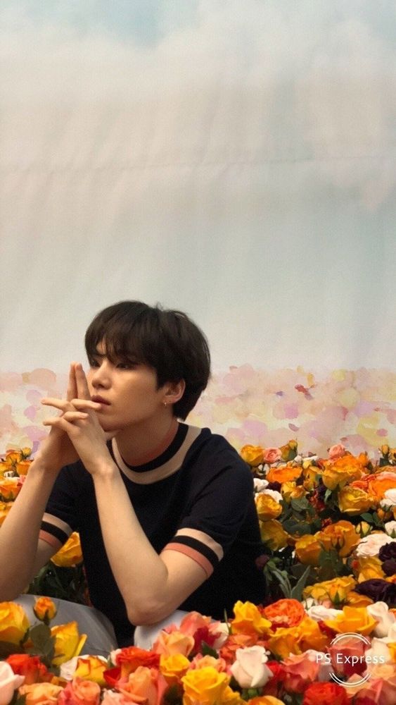 Yoongi amongst flowers