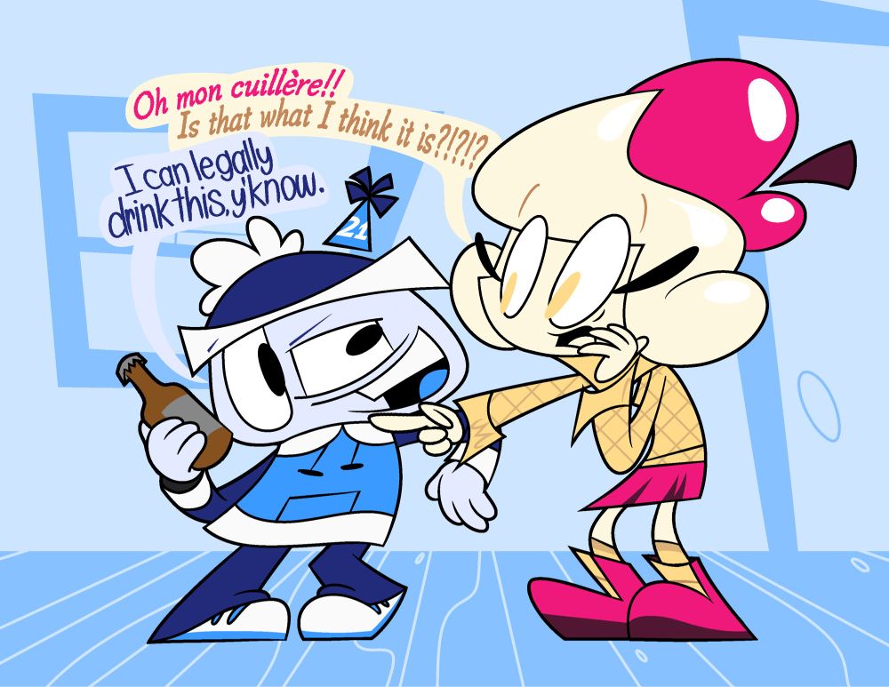 Merksia is shocked to see Parum, who just turned 21, with beer.