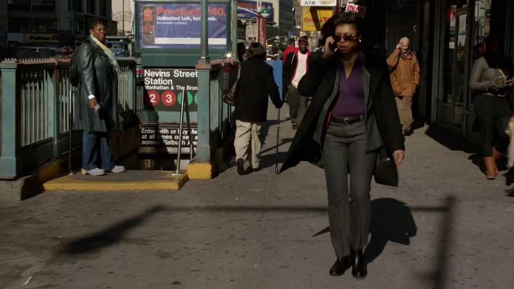 a Person of Interest screenshot and my personal favorite bit from the show: random Black women on the street realizing that TARAJI P. HENSON is filming mere feet away from them and mentally shouting "TARAJI!"