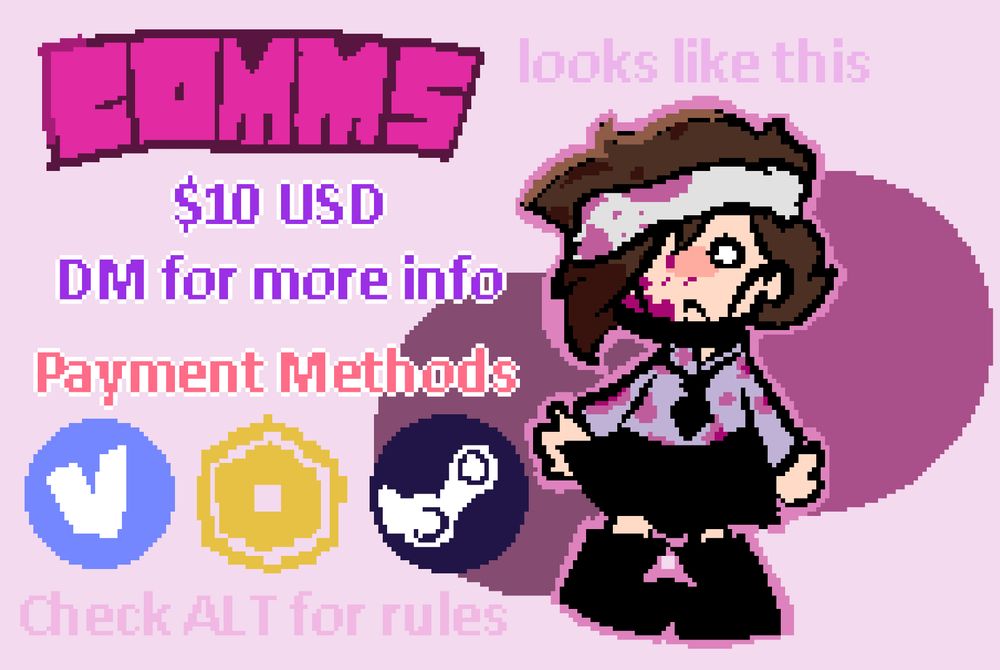 CLICHE COMMISSIONS - $10 for a doodle of a character of your choice.

DM me on bluesky for more info.

Payment Methods: Venmo, Robux, Steam Games

Some standard rules:
1. BASIC DNI. (Look it up on Google)
2. NO NSFW or Highly suggestive characters)
3. No animals or furry people (I'm bad at them)
4. I do the best with humans or human-likes!
5. Discord is the most convenient way to communicate and send wips, but I'm open to other options. (We do start on Bluesky DM's though.)