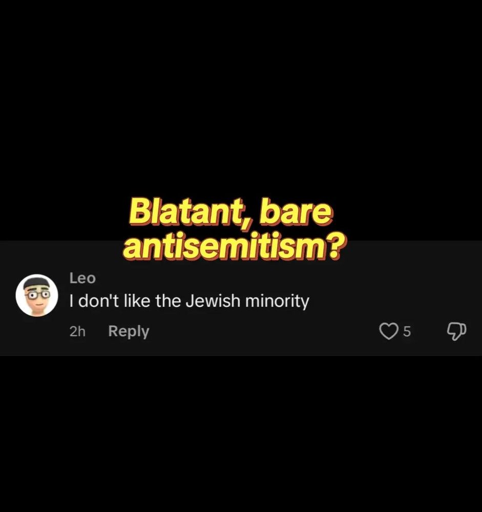 Overlaid caption reads "Blatant, bare antisemitism?" Above a comment by username Leo that says "I don't like the Jewish minority"