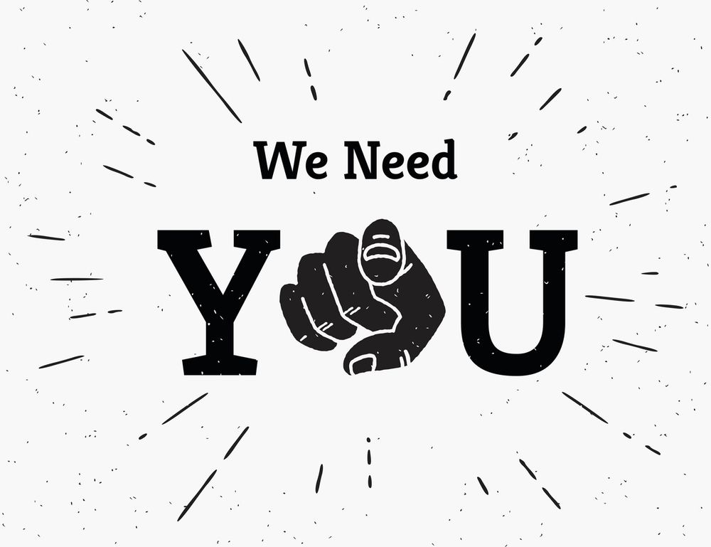 Image reading 'we need you'