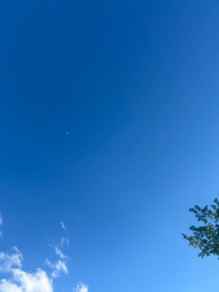 Blue sky with a distant moon 