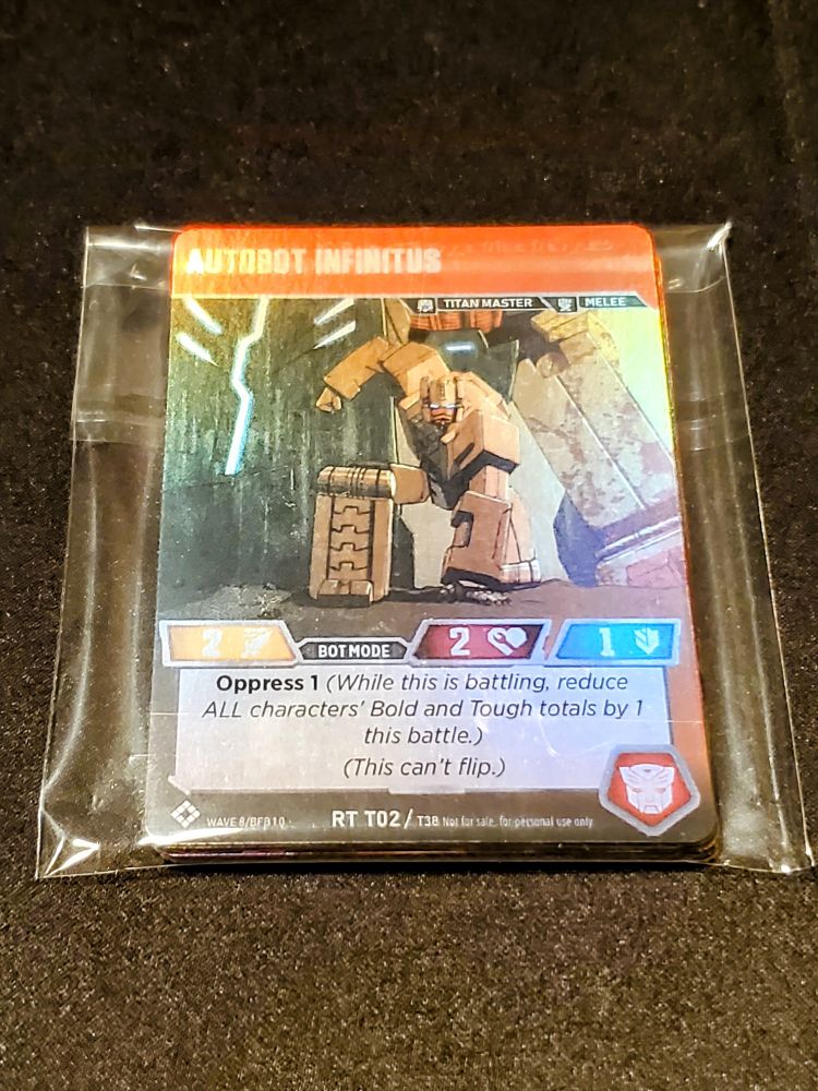 A pack of small, foil characters from the Transformers TCG expansion: Wave 8: Waste|Lands.