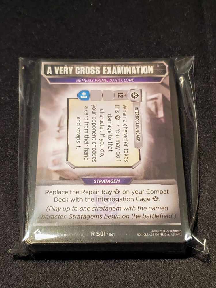 A pack of small stratagems from the Transformers TCG expansion Wave 8: Waste|Lands.
