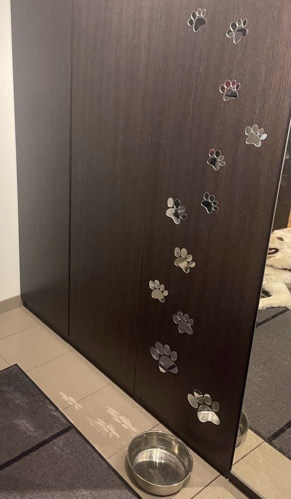 Wardrobe with mirror paw stickers