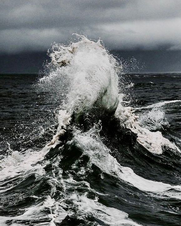 violently crashing waves 